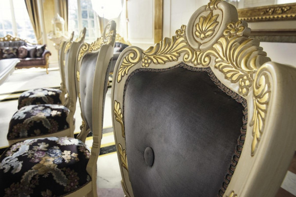 Suite de meubles en bois 2x chaises avec accoudoirs 4x chaise Table nouvelle Salle à manger Ensemble 7 pièces