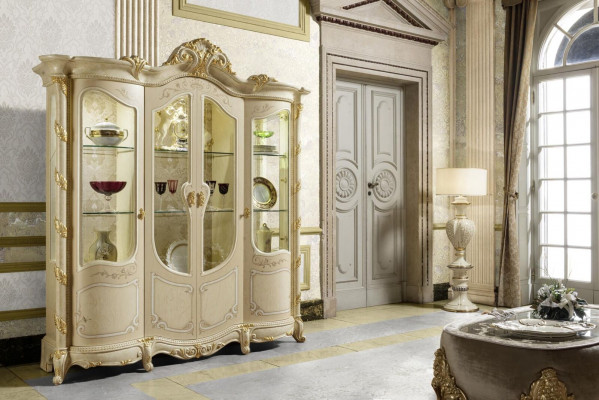 Armoire En bois massif Bahut Vitrine Salon Meubles En bois massif Vitrines en verre