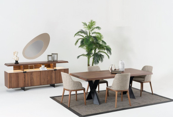 meuble de design en buffet commode 2 pièces en bois de luxe.