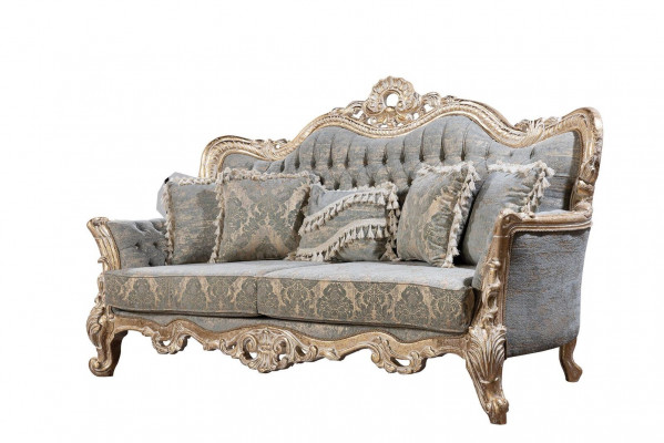 Canapé designer 3 places Chesterfield en tissu de luxe Textile haute couture