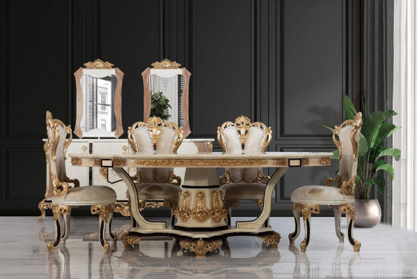 Classique r Table en bois de luxe Tables de style baroque rococo antique Salle à manger Salon nouveau