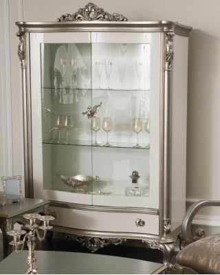Vitrine classique en argent style français Buffet meuble vitrine en verre