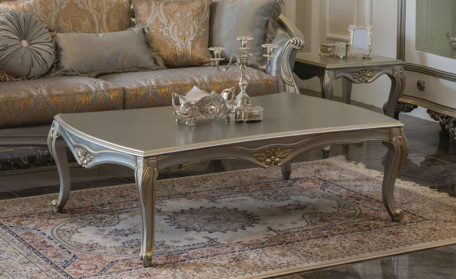 Table basse de luxe Tables basses classiques Table d'or et d'argent Table en bois