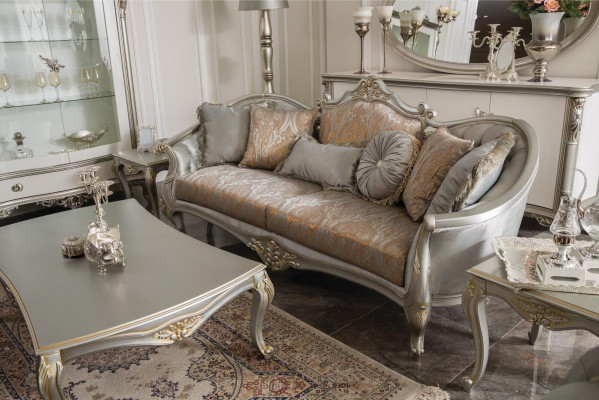 Table basse de luxe Tables basses classiques Table d'or et d'argent Table en bois