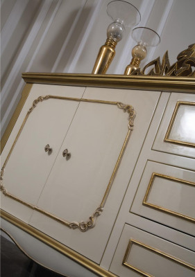 Meubles italiens Commode Dorée Baroque Rococo Buffet Commodes en bois
