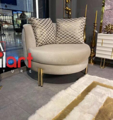 Chaise Fauteuil Siège Design Salon Rembourrage Bois Rembourrage Moderne Luxe Beige