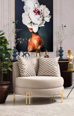 Fauteuil rembourré Seater Design Canapé Fauteuil Relax Tissu Lounge Luxe Salon