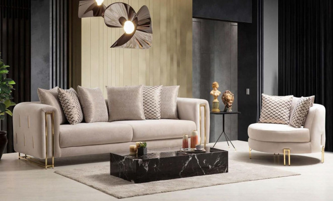 Fauteuil rembourré Seater Design Canapé Fauteuil Relax Tissu Lounge Luxe Salon