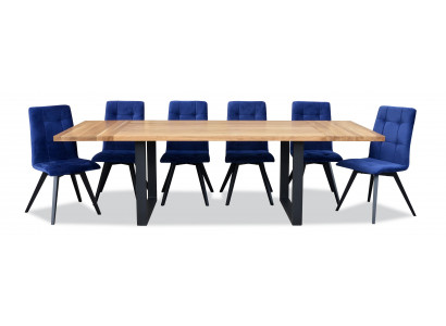 Ensemble complet de salle à manger avec table à manger et 6 chaises en bois. Groupe de salle à manger comprenant 7 pièces.