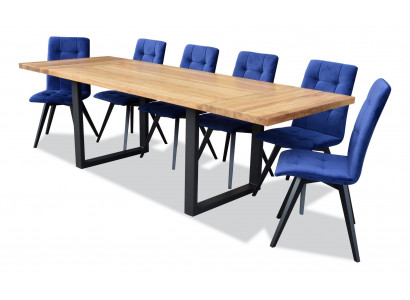 Classique r Suite Table à manger Table Bois Salle à manger 6x Ensemble de chaises Chaises 7 pièces. ensemble
