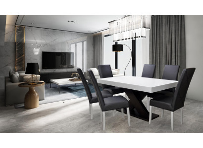 Salle à manger Ensemble Vitrine Table à manger 6x Chaise Suite Groupe de tables 7 pièces. Ensemble moderne