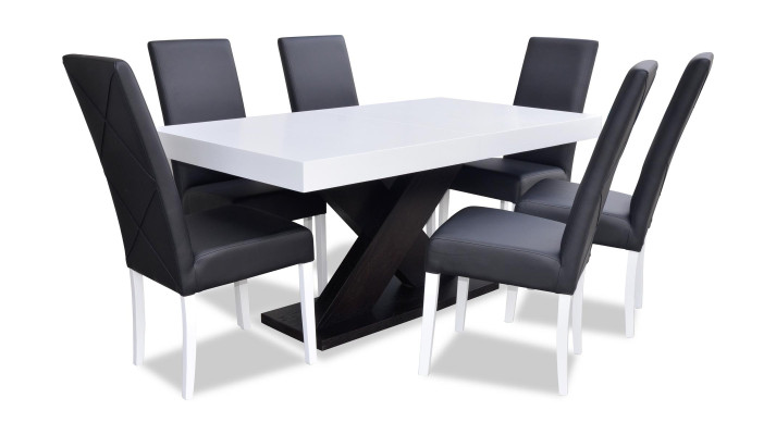 Salle à manger Ensemble Vitrine Table à manger 6x Chaise Suite Groupe de tables 7 pièces. Ensemble moderne