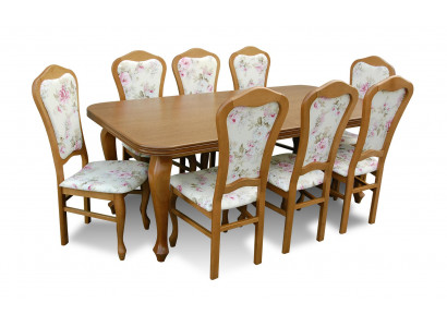 Suite de salle à manger de designer classique en bois Table + 8 chaises ensemble de chaises