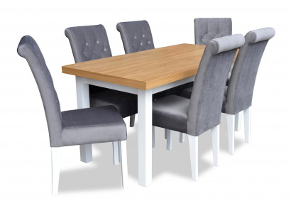 Fauteuil Table à manger avec 6 chaises Salle à manger Groupe de table Suite 7 pièces