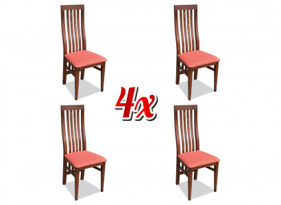 Fauteuil Rembourrage Chaises Salle à manger Gastronomie Bois, Tissu, Ensemble de 4 chaises de designer en cuir