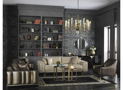 Ensemble de canapés design 3+2+1 places Fauteuil moderne en tissu mobilier de luxe couleur or