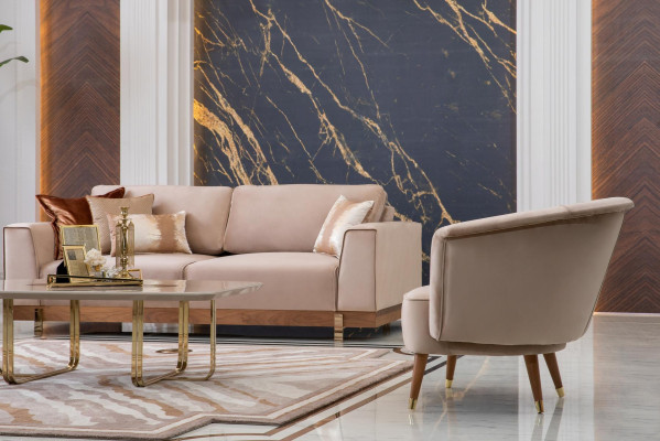 Ensemble de canapé de luxe 3+2+1 Siège Fauteuil Canapé Mobilier Design Rembourré 3 pièces.