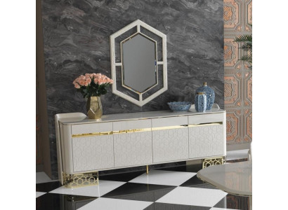 Buffet de luxe Design moderne Salon Mobilier de haute qualité Commode Miroir 2 pièces