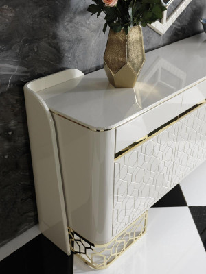 Buffet de luxe Design moderne Salon Mobilier de haute qualité Commode Miroir 2 pièces