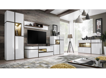 Ensemble de 5 pièces Mobilier moderne pour salle de séjour, TV, buffet bas, armoire, unités murales en bois neuf.