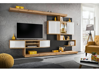 Unité murale Braun Ameublement Luxueux Salon de designer Meuble TV Table basse Mobilier neuf