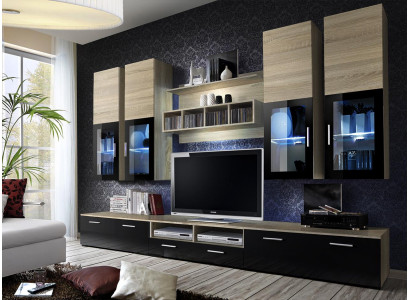 Salle de séjour Complète TV Lowboard Design Armoire murale Unité murale de luxe Ameublement neuf
