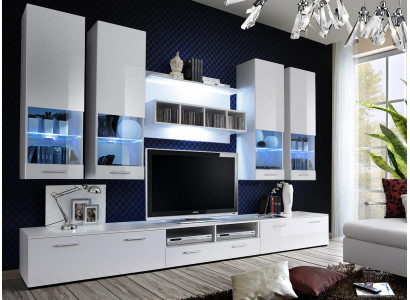 Meuble télé mural buffet design moderne étagères salon bois neuf