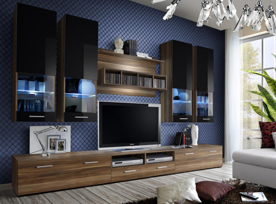 Ensemble mural de télévision design, 4x meuble mural, meuble TV, étagère murale, meubles de luxe