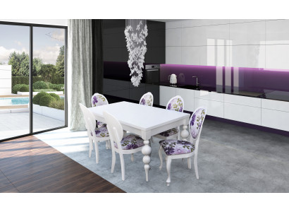 Designer Tisch mit 6 Stühlen Stuhlset Holztische Esszimmer Suite