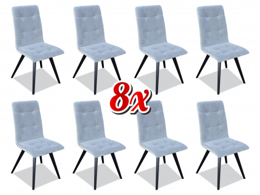 Chaise 8x Chaise rembourrée de salle à manger Canapé TV Siège en textile Set de fauteuils de club neuf