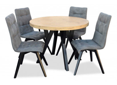 Table de salle à manger ronde complète 4 chaises Set de salle à manger Ess en bois 5 pièces
