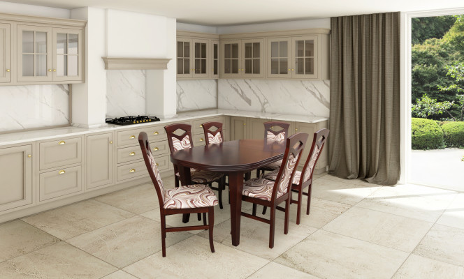 Ensemble de salle à manger classique Table en bois avec 6 chaises Conception de chaise