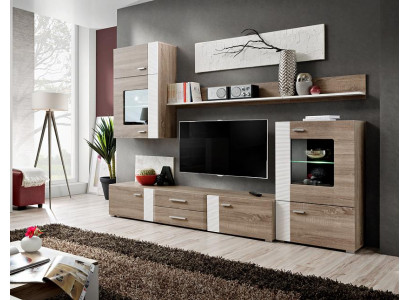 Unité murale TV Mur en bois Style moderne Étagère Mobilier de salon Armoire nouveau
