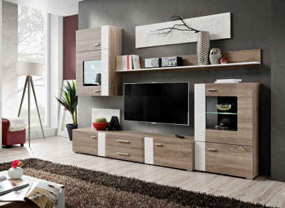 Unité murale TV Mur en bois Style moderne Étagère Mobilier de salon Armoire nouveau