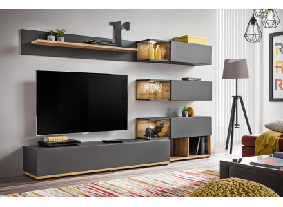 Unité murale de luxe Étagère murale Étagère Salon Meuble bas pour téléviseur Moderne Bois Designer