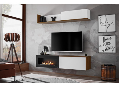 Meuble TV de salon avec cheminée Unité murale Étagère murale Meuble en bois Mobilier neuf