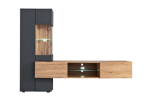 Ensemble mural complet gris de luxe Étagère design Salon Mobilier neuf