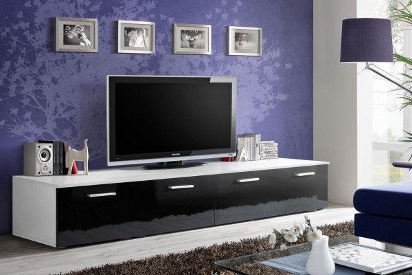 Meuble TV bas pour salon de luxe design moderne en bois.