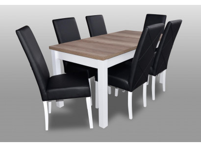 Ensemble de salle à manger complet Table à manger 6 chaises Ensemble de salle à manger Ess Group Bois Cuir Tables table 7pcs