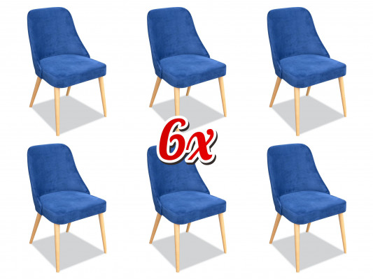 Cuisine Salle à manger Chaises 6x Groupe de chaises Fauteuils Suite Tissu Bois Mobilier