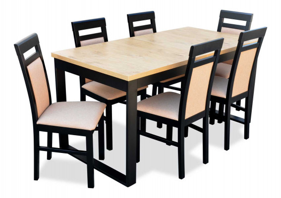 Table à manger moderne Ensemble de salle à manger en bois 6 chaises Set 7 pièces. ensemble