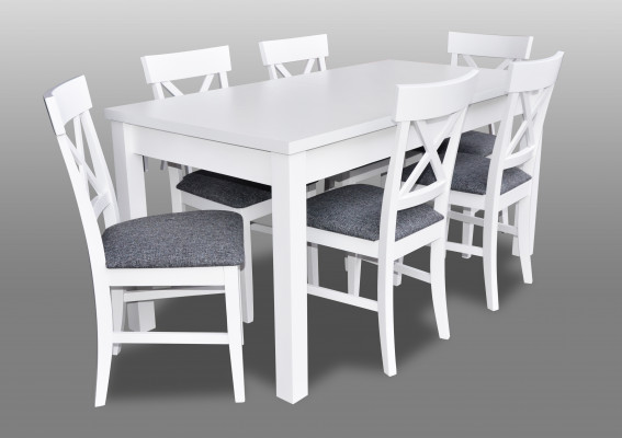 Style de meubles de campagne ensemble de salle à manger table + 6 chaises