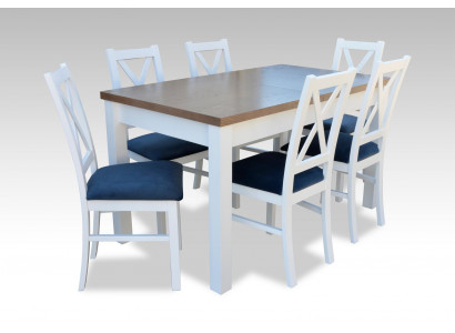 Table de salle à manger Ensemble Table 6xChaises Chaise Salle à manger Ensemble Table Bois Textile 7 pièces