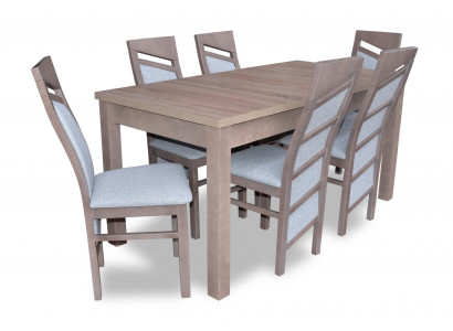 Ensemble de table à manger 6x Chaises Chaise à dossier d'appui Suite de tables Groupe de salle à manger 7 pcs. Bois