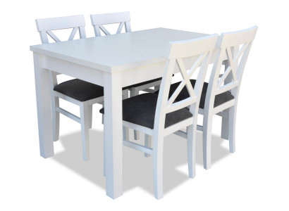 Conception Ensemble de salle à manger en bois Table 4x Ensemble de chaises Lehn Suite Rembourrage 5 pièces Lehn