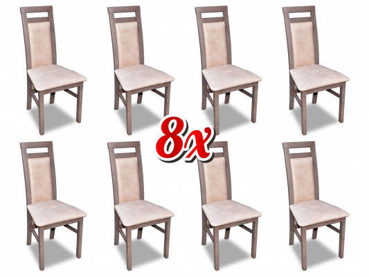 Salle à manger Chaises Groupe Textile Suite en bois Ensemble de chaises 8x Ensemble de chaises Fauteuil Suite
