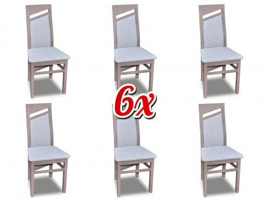 Chaise de salle à manger Tissu Chaise de restauration de chaise Gastro salle à manger Set 6x Fauteuil en bois massif