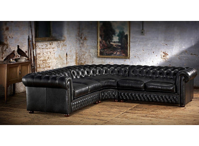 Chesterfield Canapé d'angle Canapé Rembourrage Ensemble d'angle Canapé en cuir 100% Cuir