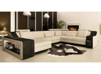Moderne Wohnlandschaft Polsterecke Sofa Couch Eckgarnitur Textil