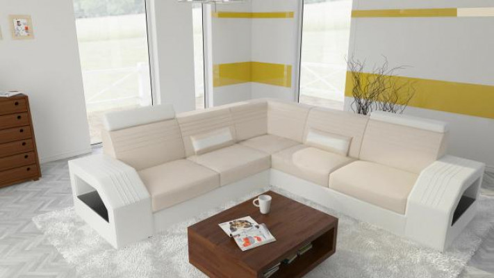 Canapé design canapé canapé d'angle en cuir tissu textile suite rembourrage paysage de vie